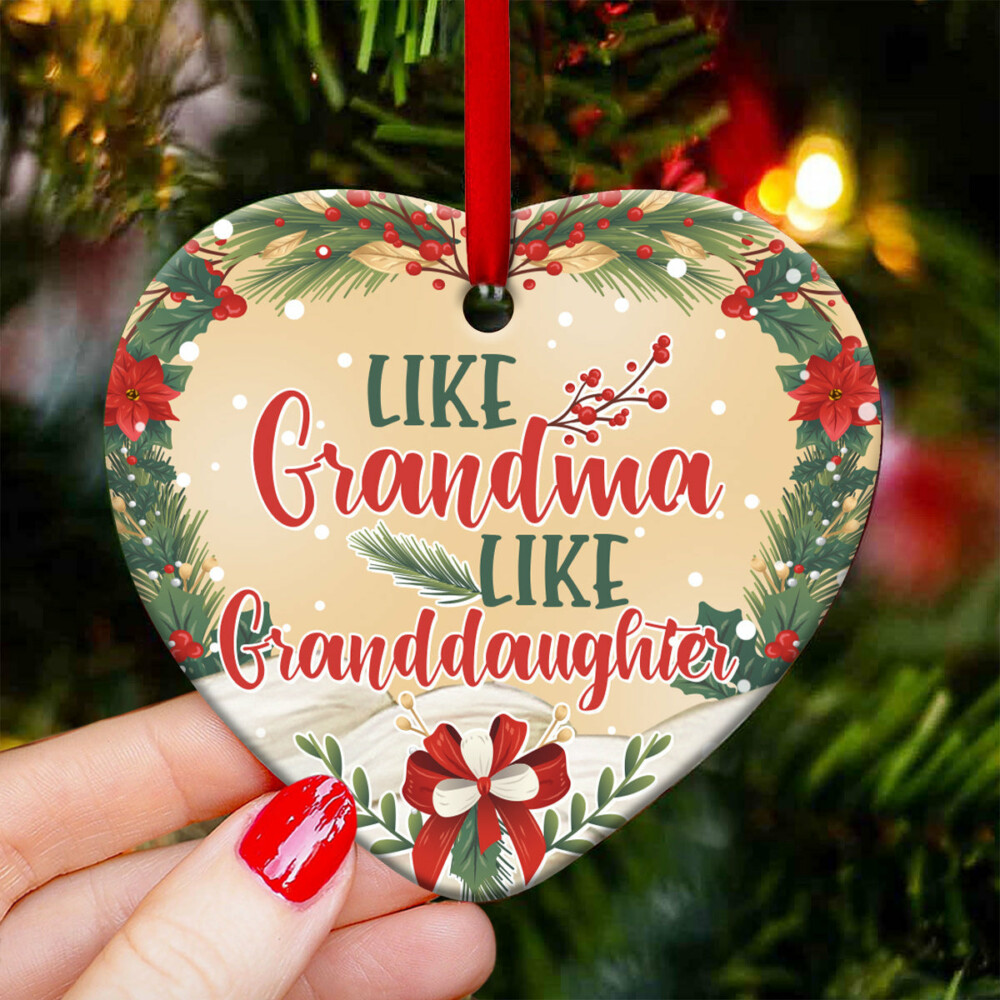 Family Like Grandma Like Granddaughter - Heart Ornament - Owl Ohh - Owl Ohh