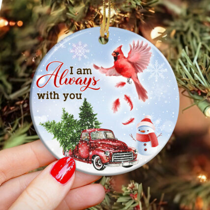 Cardinal Memorial Cardinal Bird With You - Circle Ornament - Owl Ohh - Owl Ohh