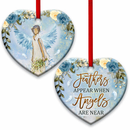 Angel Faith Feathers Appear When Angels Are Near - Heart Ornament - Owl Ohh - Owl Ohh
