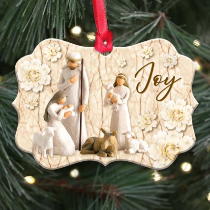 Jesus Nativity Joy Basic Style - Horizontal Ornament - Owl Ohh - Owl Ohh