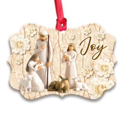 Jesus Nativity Joy Basic Style - Horizontal Ornament - Owl Ohh - Owl Ohh