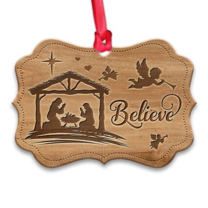 Jesus Nativity Believe Lover - Horizontal Ornament - Owl Ohh - Owl Ohh