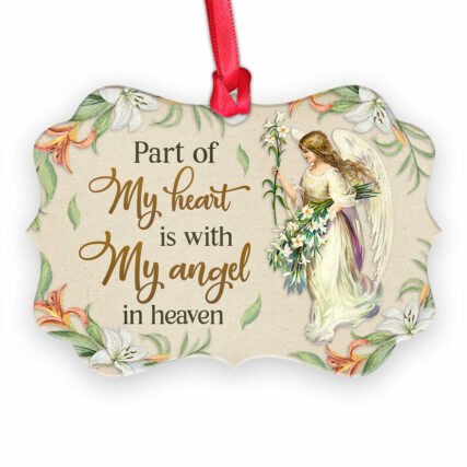 Angel Faith Part Of My Heart Is With My Angel In Heaven - Horizontal Ornament - Owl Ohh - Owl Ohh
