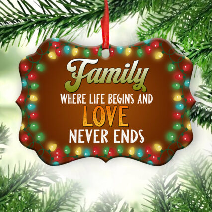 Family Christmas Where Life Begins And Love Never Ends - Horizontal Ornament - Owl Ohh - Owl Ohh