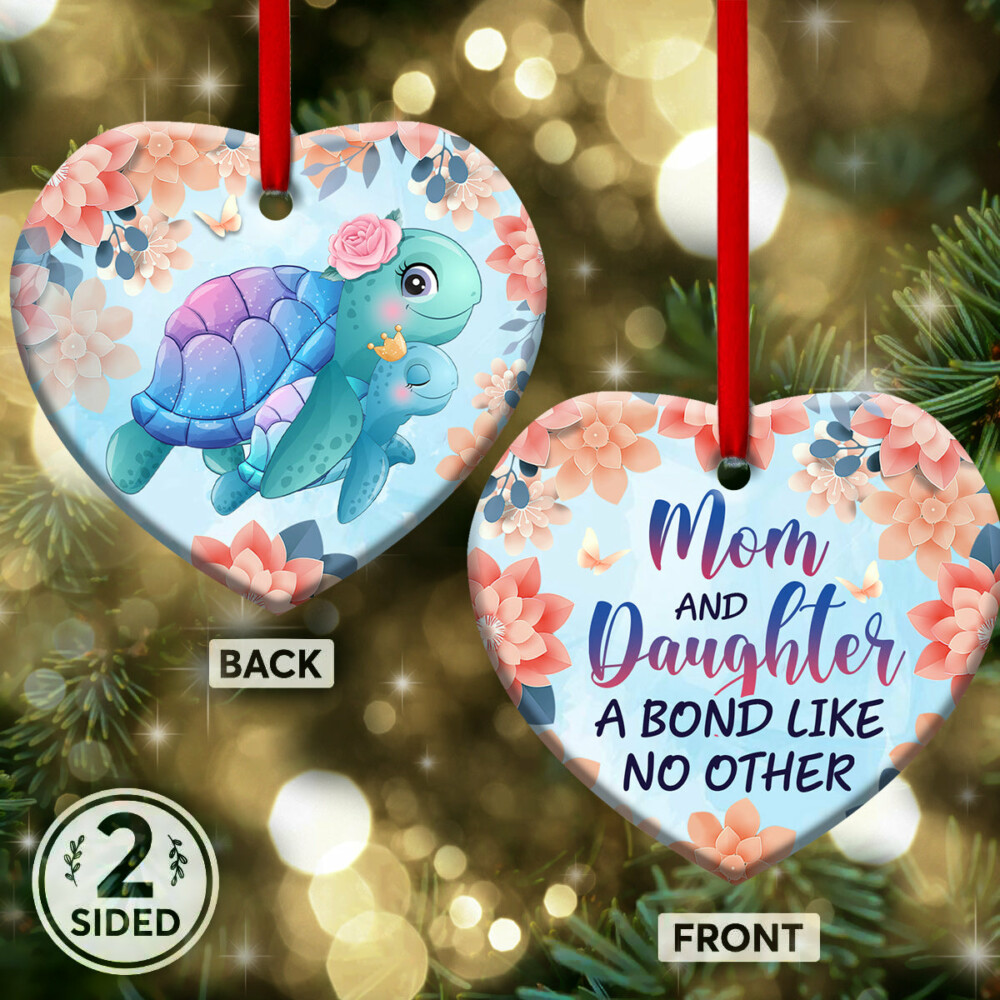 Turtle Mom And Daughter - Heart Ornament - Owl Ohh - Owl Ohh