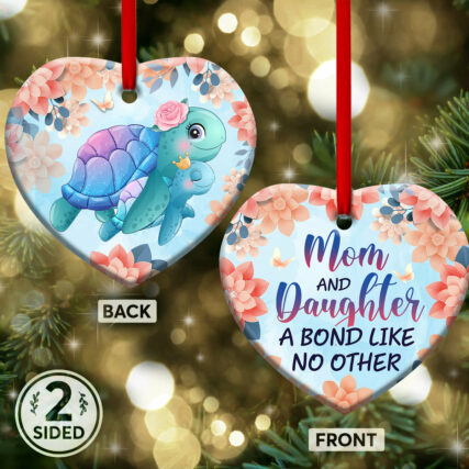 Turtle Mom And Daughter - Heart Ornament - Owl Ohh - Owl Ohh