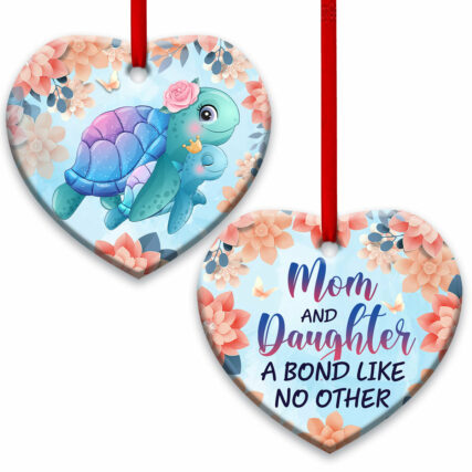 Turtle Mom And Daughter - Heart Ornament - Owl Ohh - Owl Ohh