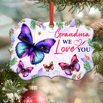 Butterfly Grandma We Love You - Horizontal Ornament - Owl Ohh - Owl Ohh