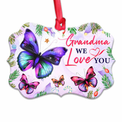Butterfly Grandma We Love You - Horizontal Ornament - Owl Ohh - Owl Ohh