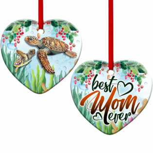 Turtle Best Mom Ever Floral - Heart Ornament - Owl Ohh - Owl Ohh
