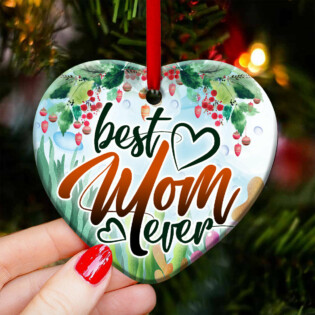 Turtle Best Mom Ever Floral - Heart Ornament - Owl Ohh - Owl Ohh