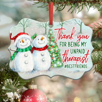 Snowman Bestie Snowman My Unpaid Therapist - Horizontal Ornament - Owl Ohh - Owl Ohh