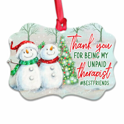 Snowman Bestie Snowman My Unpaid Therapist - Horizontal Ornament - Owl Ohh - Owl Ohh