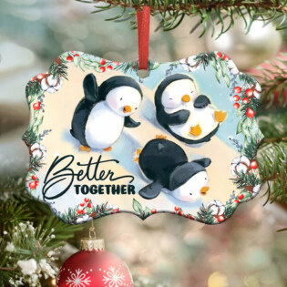 Penguin Bestie Better Together - Horizontal Ornament - Owl Ohh - Owl Ohh
