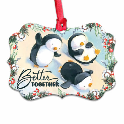 Penguin Bestie Better Together - Horizontal Ornament - Owl Ohh - Owl Ohh