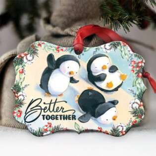 Penguin Bestie Better Together - Horizontal Ornament - Owl Ohh - Owl Ohh