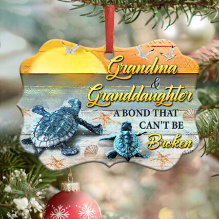 Turtle Grandma And Granddaughter - Horizontal Ornament - Owl Ohh - Owl Ohh