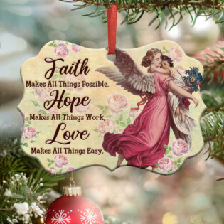Family Love Angel Faith Makes All Things Possible - Horizontal Ornament - Owl Ohh - Owl Ohh