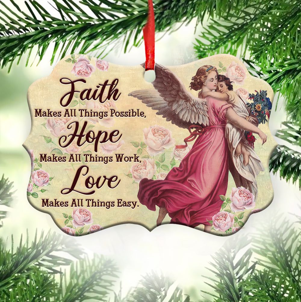 Family Love Angel Faith Makes All Things Possible - Horizontal Ornament - Owl Ohh - Owl Ohh
