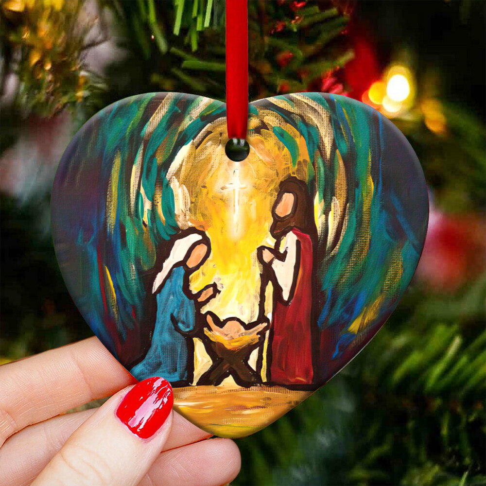 Jesus Nativity In My Mind - Heart Ornament - Owl Ohh - Owl Ohh