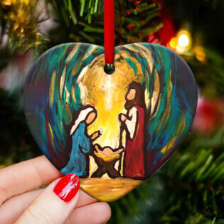 Jesus Nativity In My Mind - Heart Ornament - Owl Ohh - Owl Ohh