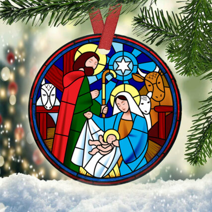 Jesus Nativity Warm Style - Circle Ornament - Owl Ohh - Owl Ohh