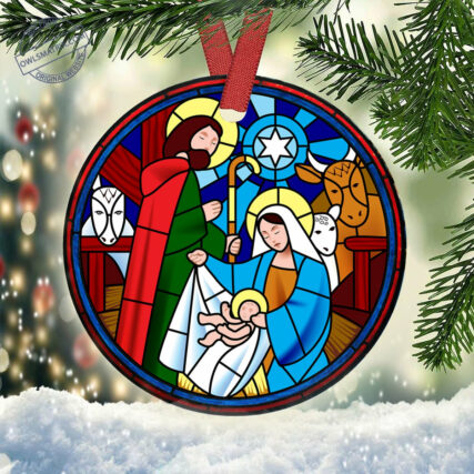 Jesus Nativity Love Life - Circle Ornament - Owl Ohh - Owl Ohh