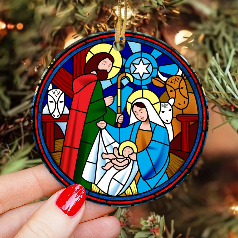 Jesus Nativity Love Life - Circle Ornament - Owl Ohh - Owl Ohh