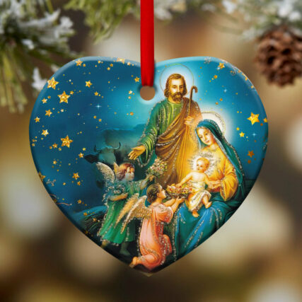 Jesus Nativity Peaceful Life - Heart Ornament - Owl Ohh - Owl Ohh