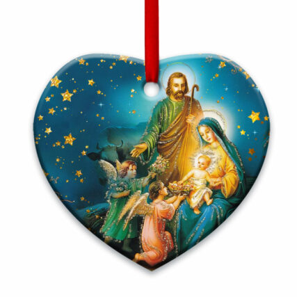 Jesus Nativity Peaceful Life - Heart Ornament - Owl Ohh - Owl Ohh
