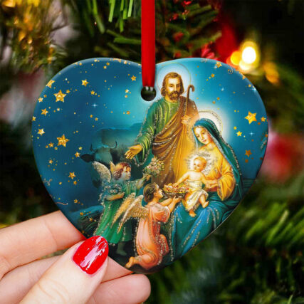 Jesus Nativity Peaceful Life - Heart Ornament - Owl Ohh - Owl Ohh
