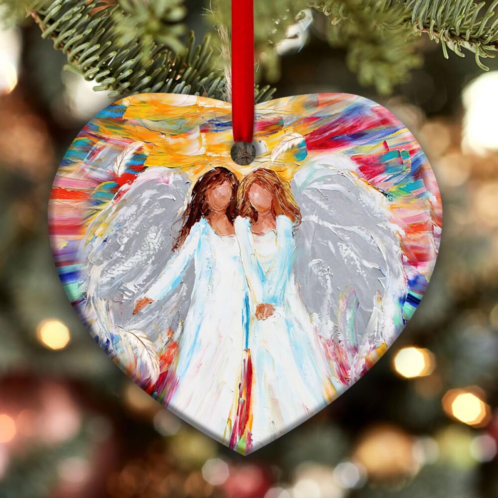 Family Sister Angel Lucky Me To Have A Sister Like You - Heart Ornament - Owl Ohh - Owl Ohh