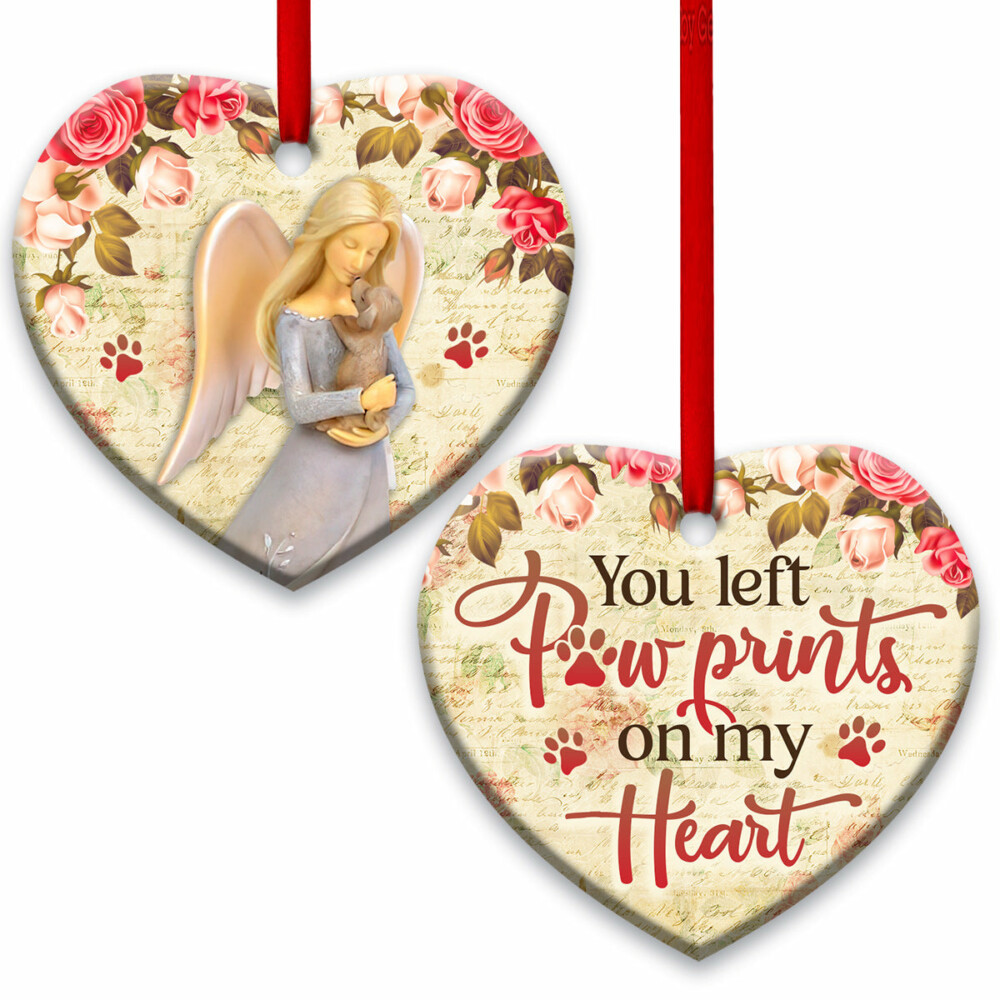 Pet Memorial Angel You Left Paw Prints On My Heart - Heart Ornament - Owl Ohh - Owl Ohh