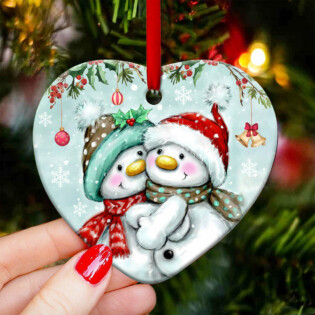 Sister Snowman Sisters Are Like Fat Thighs Stick Together - Heart Ornament - Owl Ohh - Owl Ohh