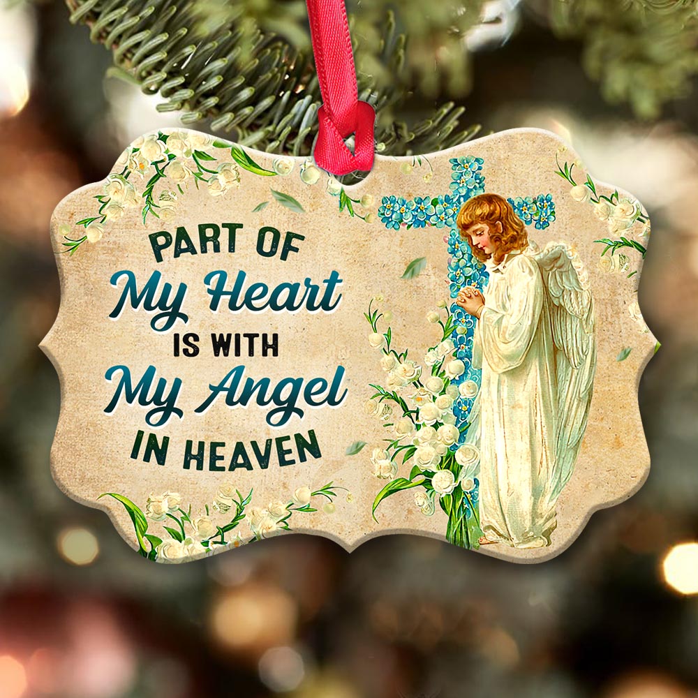 God Faith Part Of My Heart Is With My Angel In Heaven - Horizontal Ornament - Owl Ohh - Owl Ohh