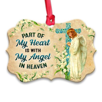 God Faith Part Of My Heart Is With My Angel In Heaven - Horizontal Ornament - Owl Ohh - Owl Ohh