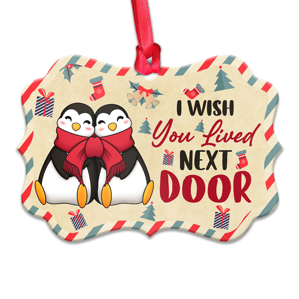 Penguin Bestie I Wish You Lived Next Door - Horizontal Ornament - Owl Ohh - Owl Ohh