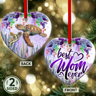 Turtle Best Mom Ever Purple - Heart Ornament - Owl Ohh - Owl Ohh