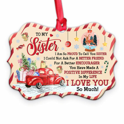 Family Christmas To My Sister - Horizontal Ornament - Owl Ohh - Owl Ohh