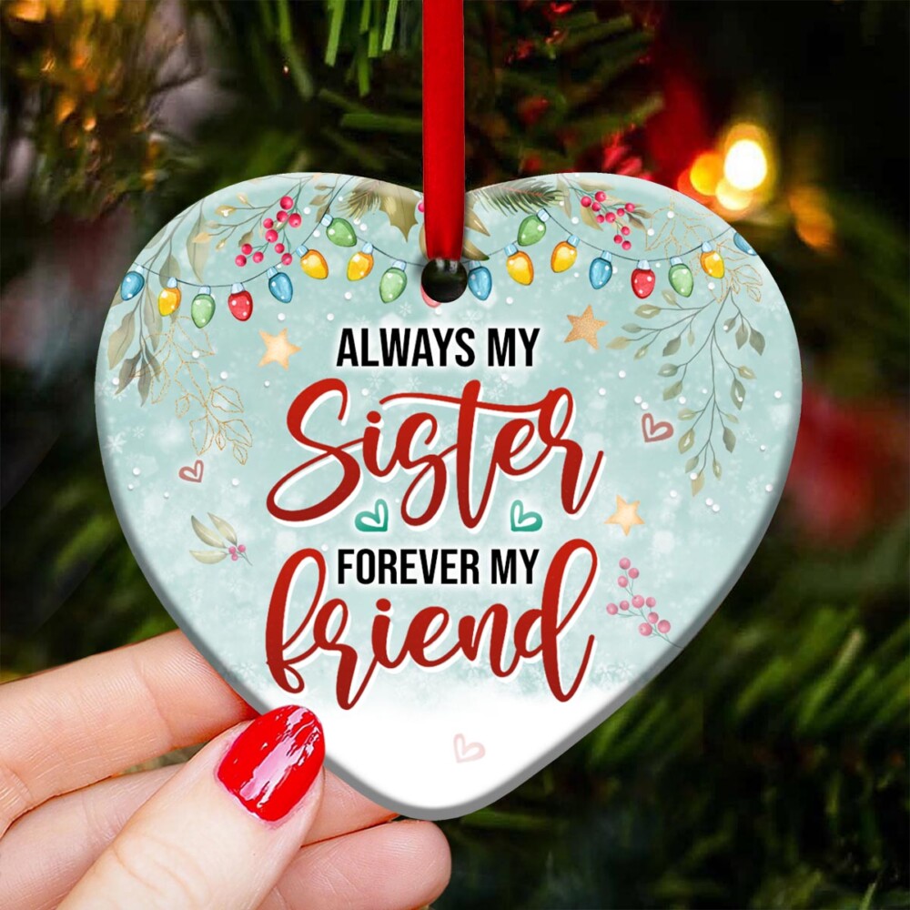 Snowman Family Sister Always My Sister Forever My Friend - Heart Ornament - Owl Ohh - Owl Ohh
