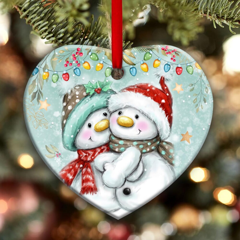 Snowman Family Sister Always My Sister Forever My Friend - Heart Ornament - Owl Ohh - Owl Ohh