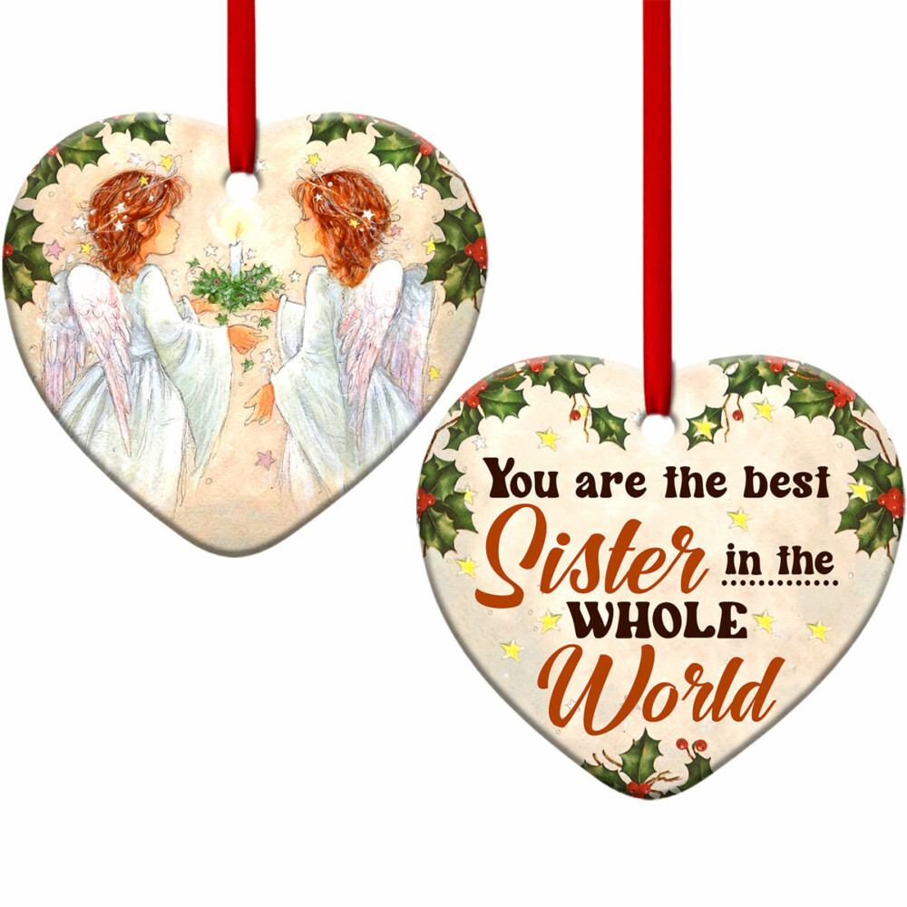 Family Sister Angel You Are The Best Sister In The Whole World - Heart Ornament - Owl Ohh - Owl Ohh