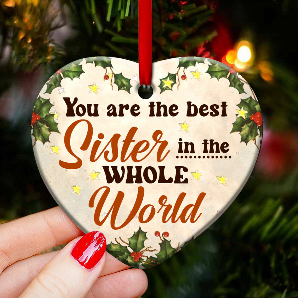 Family Sister Angel You Are The Best Sister In The Whole World - Heart Ornament - Owl Ohh - Owl Ohh
