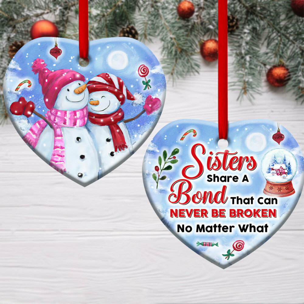 Snowman Sisters Share A Bond That Can Never Be Broken - Heart Ornament - Owl Ohh - Owl Ohh