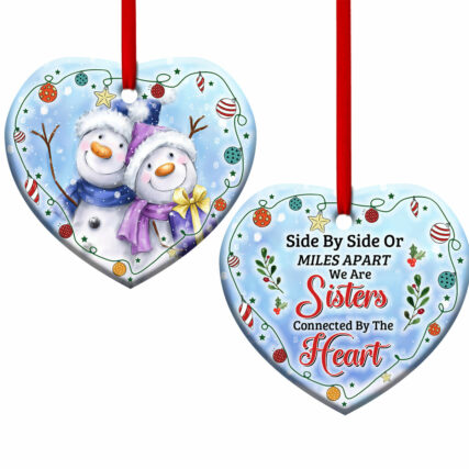 Snowman We Are Sisters Connected By The Heart - Heart Ornament - Owl Ohh - Owl Ohh