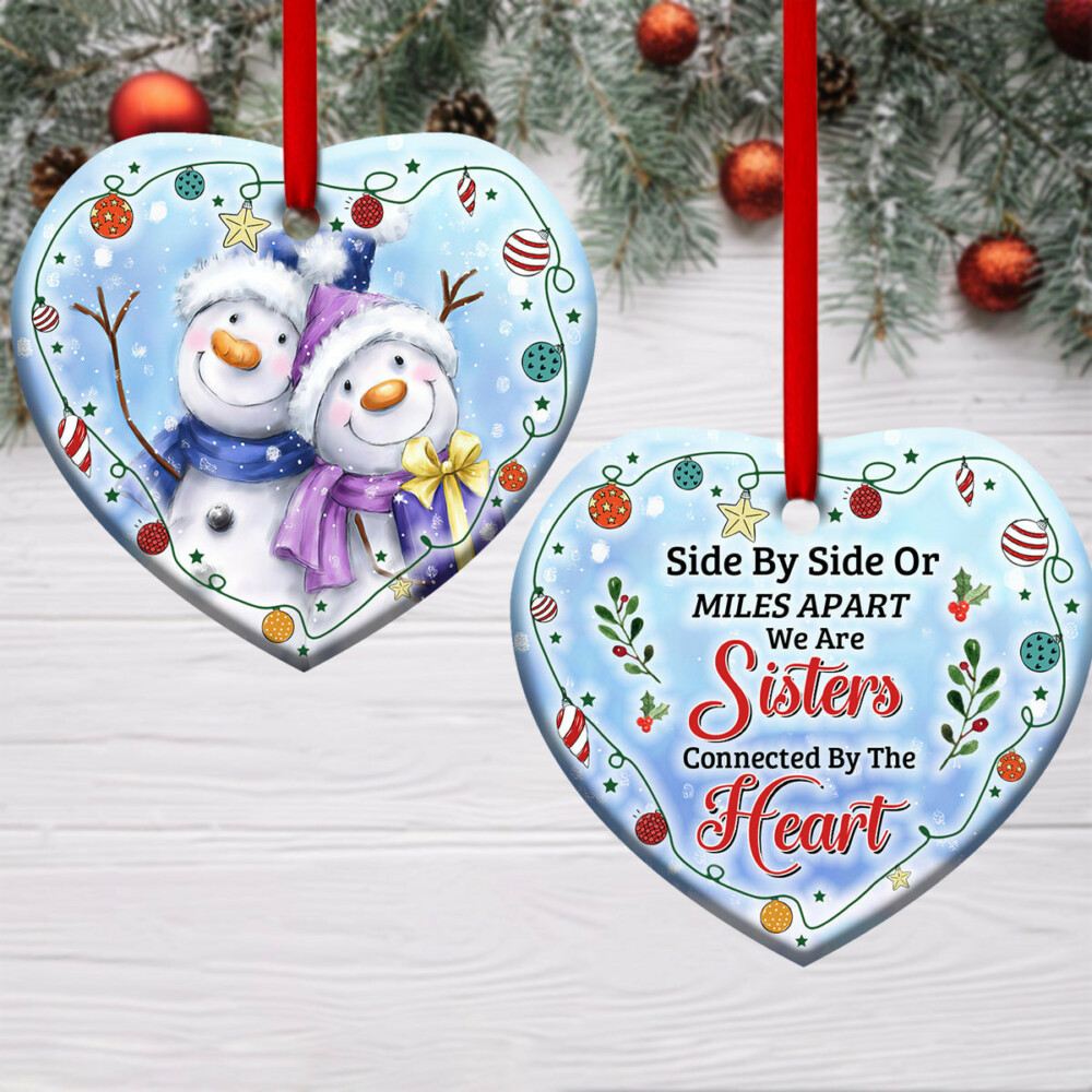 Snowman We Are Sisters Connected By The Heart - Heart Ornament - Owl Ohh - Owl Ohh
