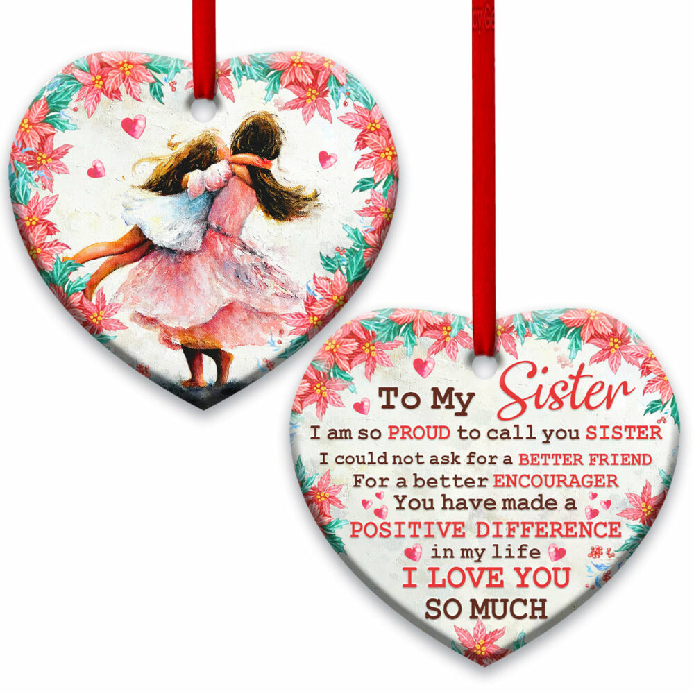 Family To My Sister I Love You - Heart Ornament - Owl Ohh - Owl Ohh