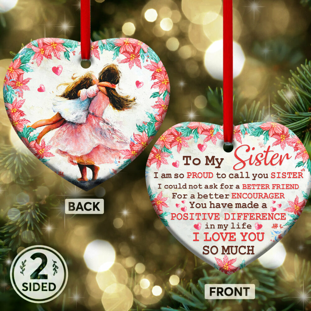Family To My Sister I Love You - Heart Ornament - Owl Ohh - Owl Ohh