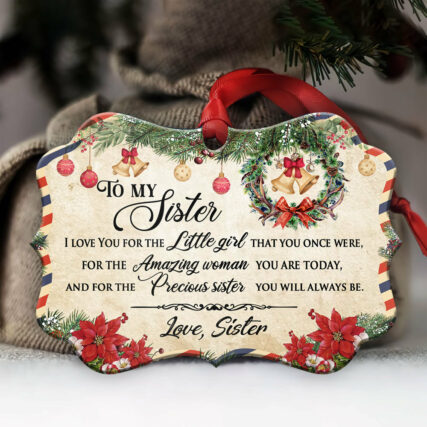 Family Christmas Letter To My Sister - Horizontal Ornament - Owl Ohh - Owl Ohh