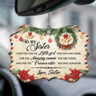 Family Christmas Letter To My Sister - Horizontal Ornament - Owl Ohh - Owl Ohh
